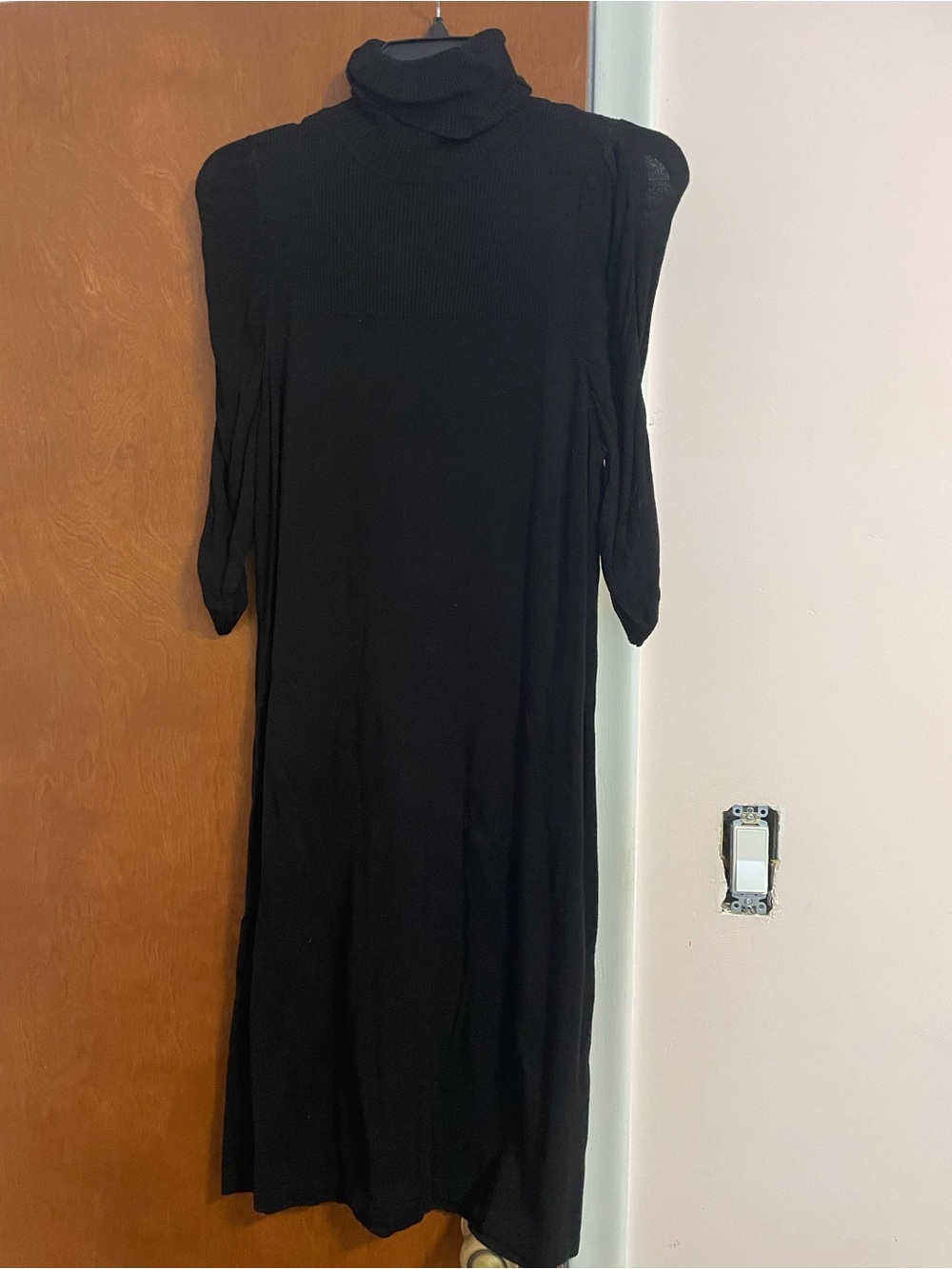 High neck long sleeve ruffle sweater dress